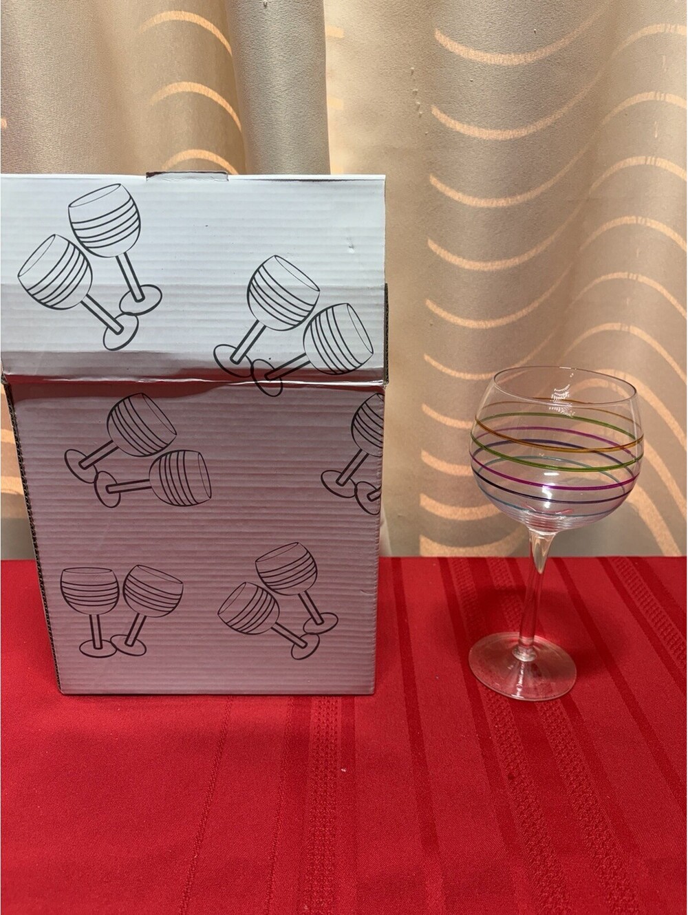 Multicolor Striped Wine Glasses (2)